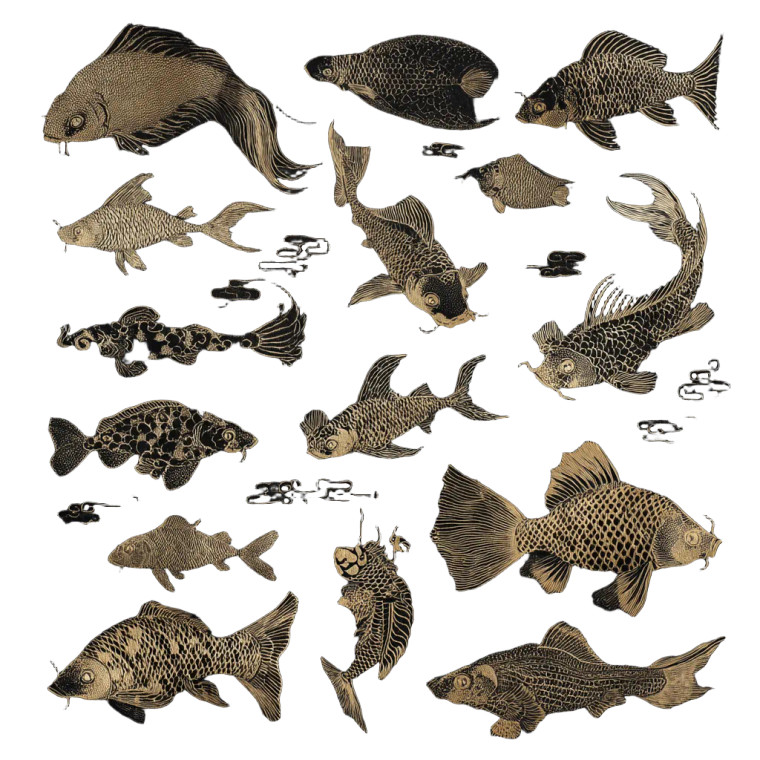 Chinese Ink Fish Vinyl Car Decal Sticker – Waterproof & UV-Resistant 8"