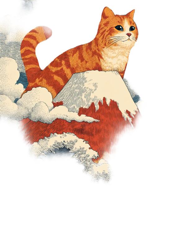 Fuji Cat Ukiyo-E Vinyl Car Decal Sticker – Waterproof & UV-Resistant 8"