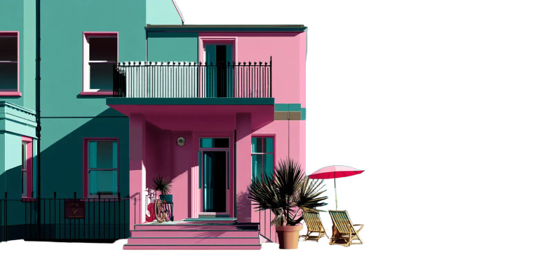 Seaside House Hockney Vinyl Car Decal Sticker – Waterproof & UV-Resistant 8"