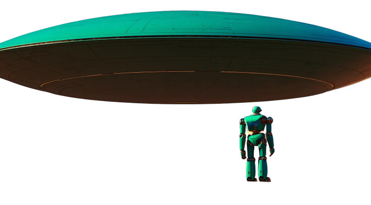 Green Robot Saucer Vinyl Car Decal Sticker – Waterproof & UV-Resistant 8"