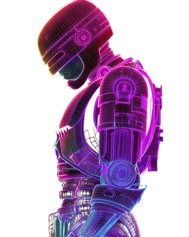 Neon Robocop Wireframe Vinyl Car Decal Sticker – Waterproof & UV-Resistant 8"
