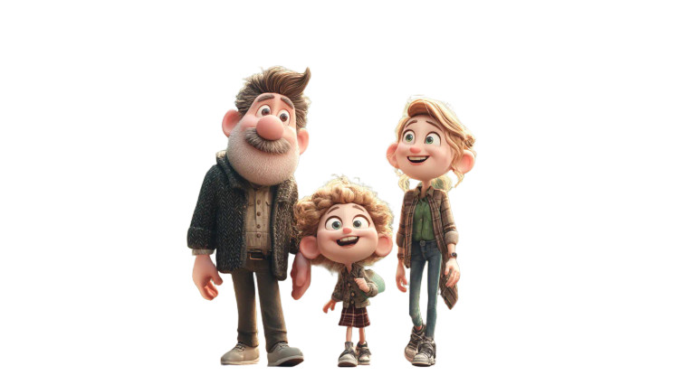 Animated Family Stroll Vinyl Car Decal Sticker – Waterproof & UV-Resistant 8"