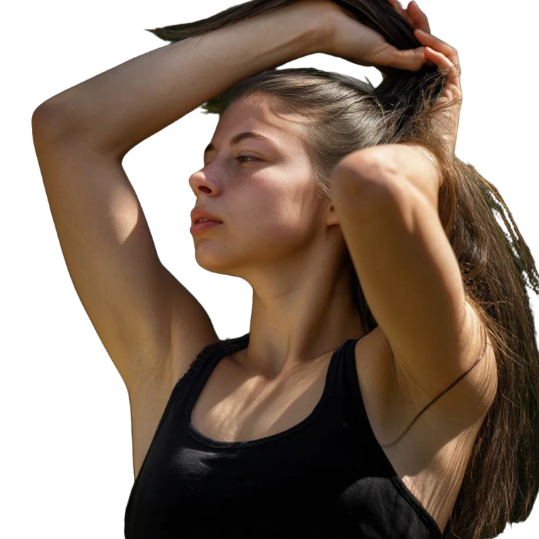 Young Woman Tying Hair Vinyl Car Decal Sticker – Waterproof & UV-Resistant 8"