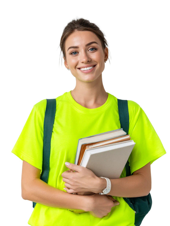 Smiling Student Woman Vinyl Car Decal Sticker – Waterproof & UV-Resistant 8"