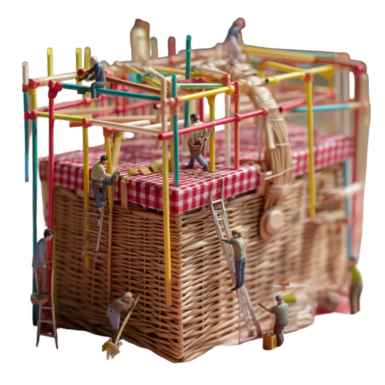 Miniature Construction Scene Vinyl Car Decal Sticker – Waterproof & UV-Resistant 8"