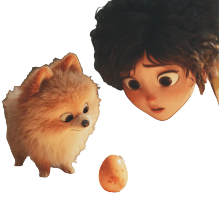 Fluffy Pomeranian & Egg Vinyl Car Decal Sticker – Waterproof & UV-Resistant 8"