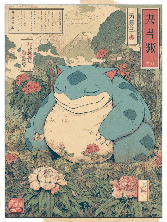 Snorlax Ukiyo-E Vinyl Car Decal Sticker – Waterproof & UV-Resistant 8"