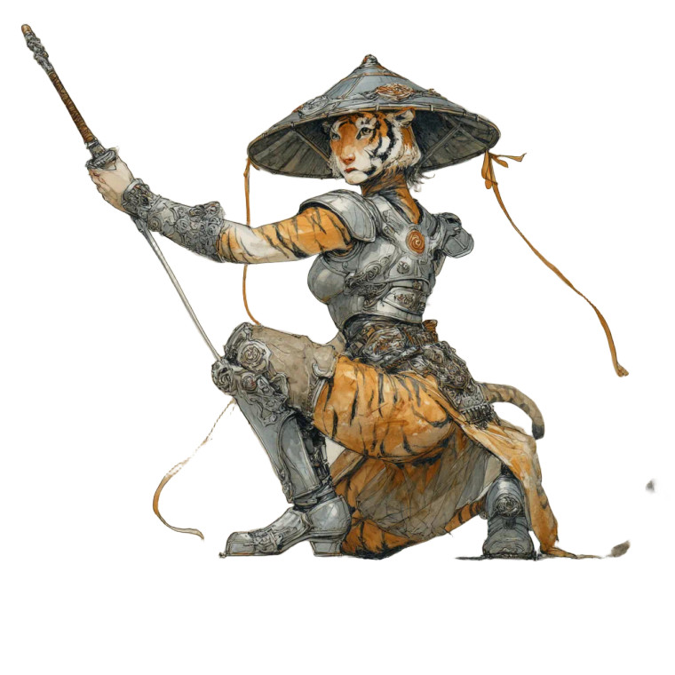 Tiger Martial Artist Vinyl Car Decal Sticker – Waterproof & UV-Resistant 8"