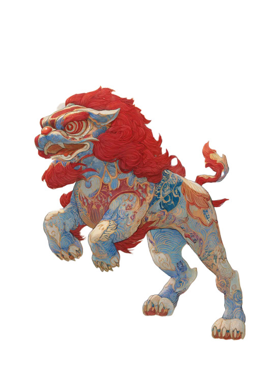 Red-Haired Lion Dance Vinyl Car Decal Sticker – Waterproof & UV-Resistant 8"