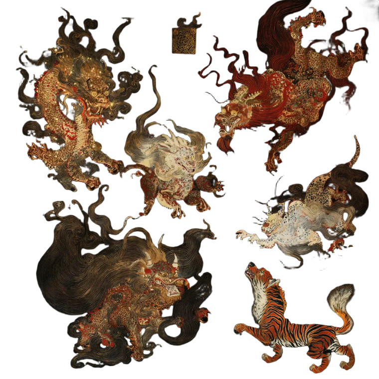 Mythical Chinese Beasts V2 Vinyl Car Decal Sticker – Waterproof & UV-Resistant 8"