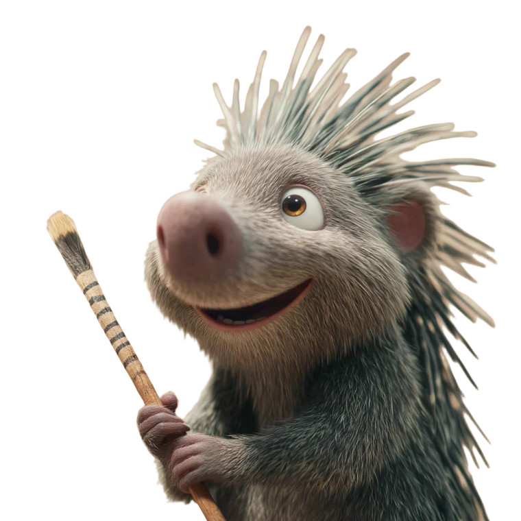 Smiling Crested Porcupine Vinyl Car Decal Sticker – Waterproof & UV-Resistant 8"
