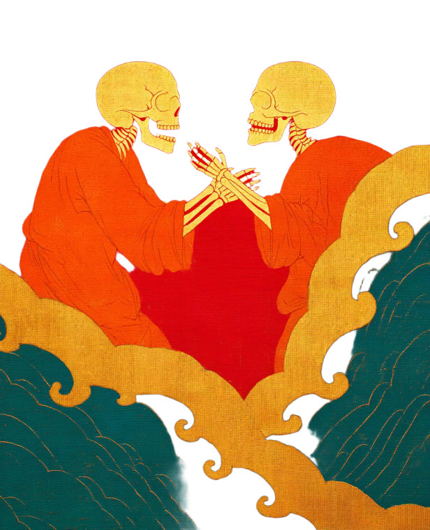 Tibetan Skeleton Painting Vinyl Car Decal Sticker – Waterproof & UV-Resistant 8"