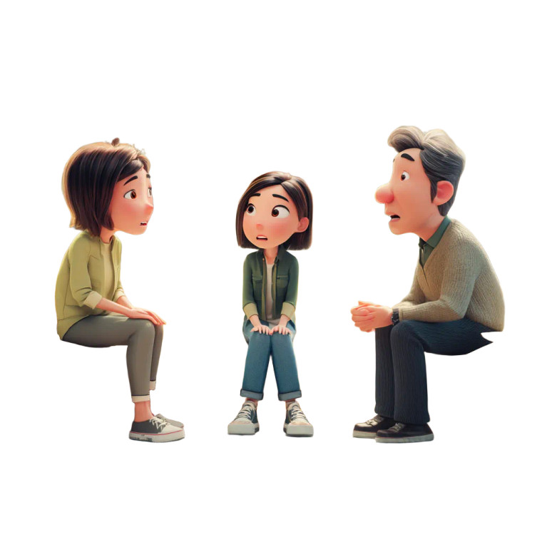 Family Conversation Scene Vinyl Car Decal Sticker – Waterproof & UV-Resistant 8"