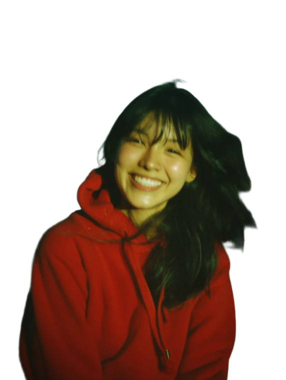 Smiling Girl In Red Vinyl Car Decal Sticker – Waterproof & UV-Resistant 8"