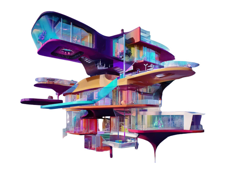 Futuristic Dream House Vinyl Car Decal Sticker – Waterproof & UV-Resistant 8"