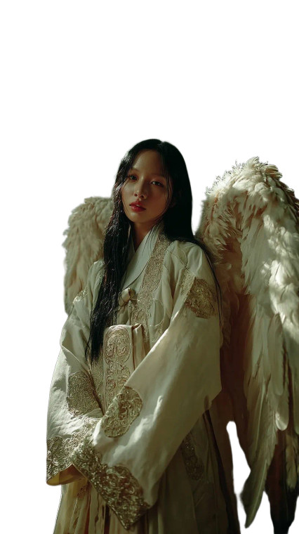 Korean Angel Portrait Vinyl Car Decal Sticker – Waterproof & UV-Resistant 8"