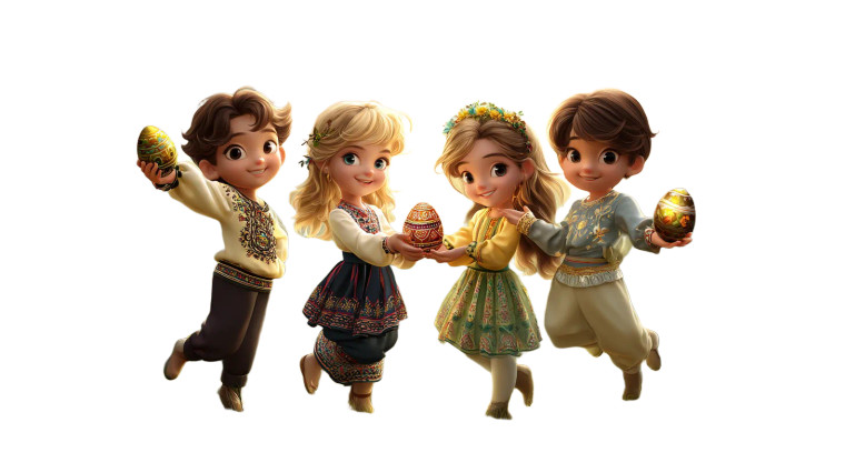 Ukrainian Easter Children Vinyl Car Decal Sticker – Waterproof & UV-Resistant 8"