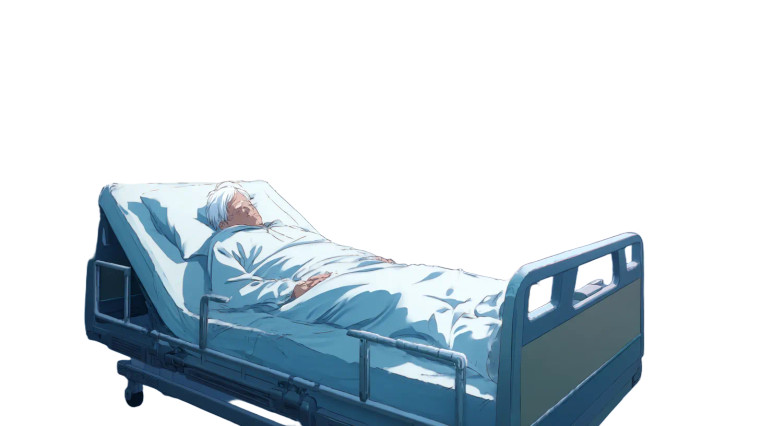 Elderly Man In Hospital Vinyl Car Decal Sticker – Waterproof & UV-Resistant 8"