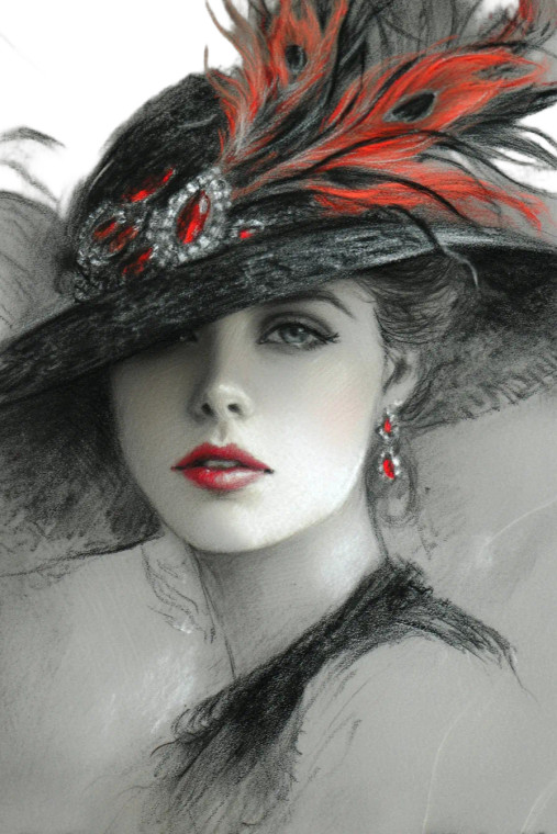 Elegant Hat Woman V3 Vinyl Car Decal Sticker – Waterproof & UV-Resistant 8"