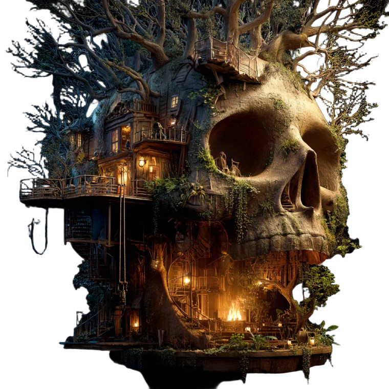 Skull Treehouse Vinyl Car Decal Sticker – Waterproof & UV-Resistant 8"