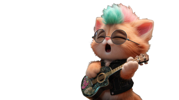 Singing Kitten Musician Vinyl Car Decal Sticker – Waterproof & UV-Resistant 8"