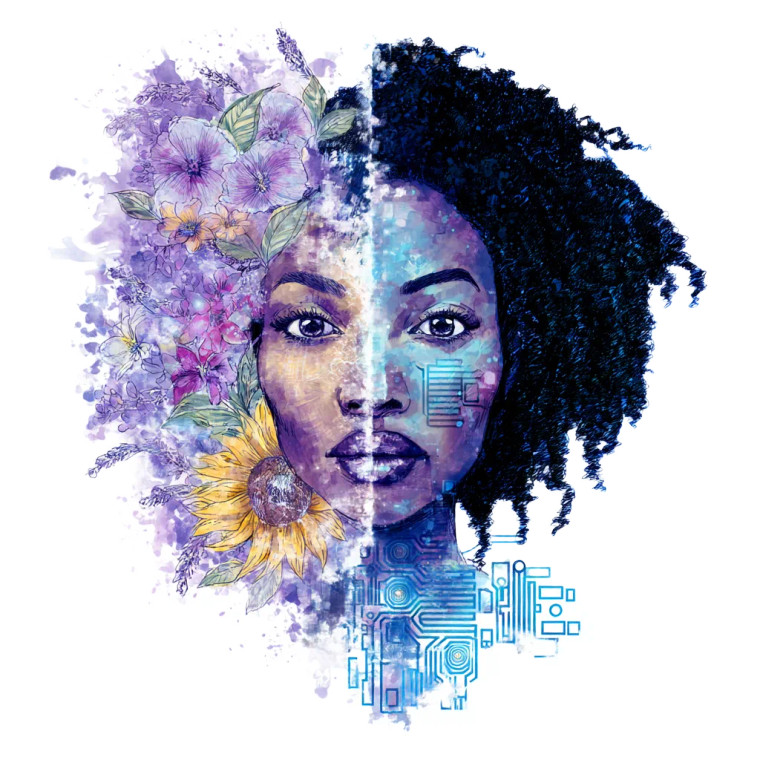 Futuristic Floral Face Vinyl Car Decal Sticker – Waterproof & UV-Resistant 8"