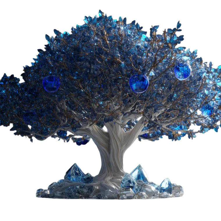 Blue Crystal Tree Vinyl Car Decal Sticker – Waterproof & UV-Resistant 8"