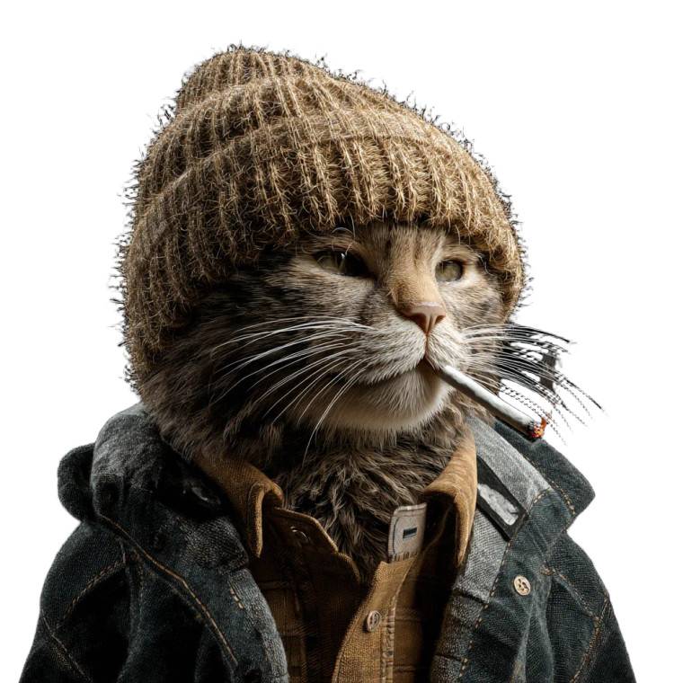 Homeless Cat Smoking Vinyl Car Decal Sticker – Waterproof & UV-Resistant 8"