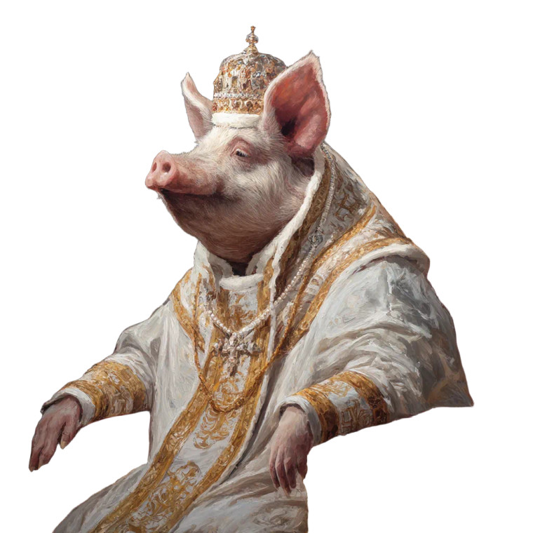 Papal Pig Portrait Vinyl Car Decal Sticker – Waterproof & UV-Resistant 8"