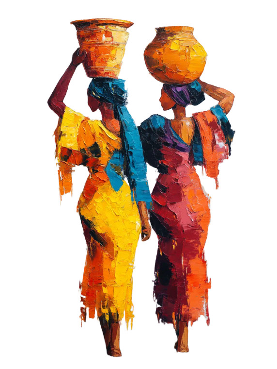 African Women Carrying Water Vinyl Car Decal Sticker – Waterproof & UV-Resistant 8"