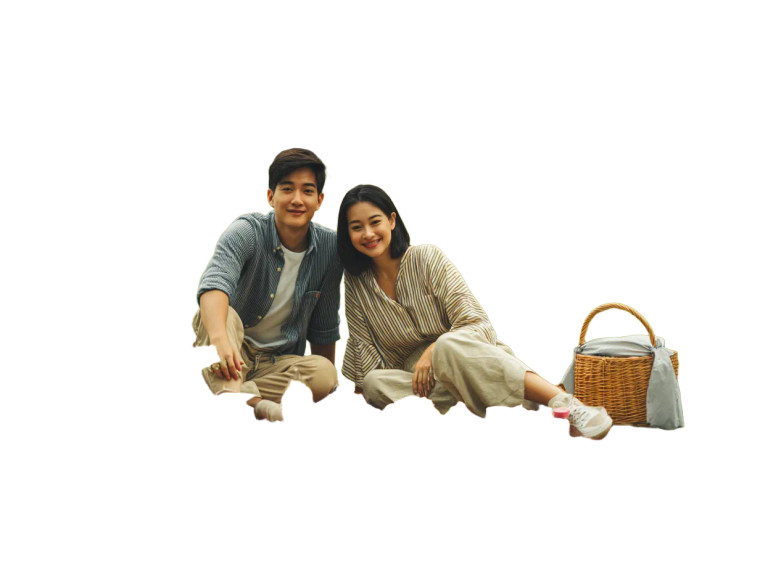 Asian Picnic Couple Vinyl Car Decal Sticker – Waterproof & UV-Resistant 8"