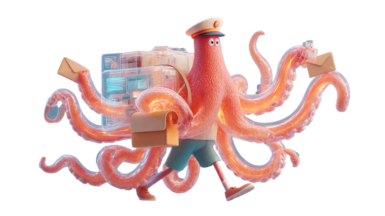 Octopus Mailman Vinyl Car Decal Sticker – Waterproof & UV-Resistant 8"