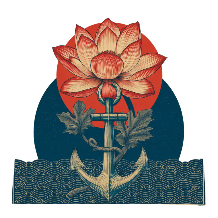 Lotus And Anchor Vinyl Car Decal Sticker – Waterproof & UV-Resistant 8"