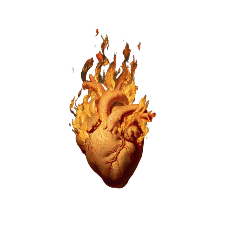 Flaming Heart Painting Vinyl Car Decal Sticker – Waterproof & UV-Resistant 8"