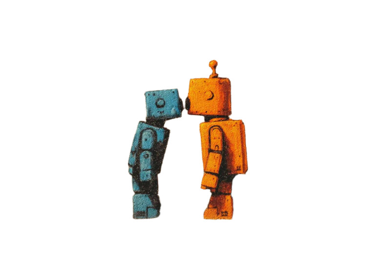 Robots Kissing Art Vinyl Car Decal Sticker – Waterproof & UV-Resistant 8"