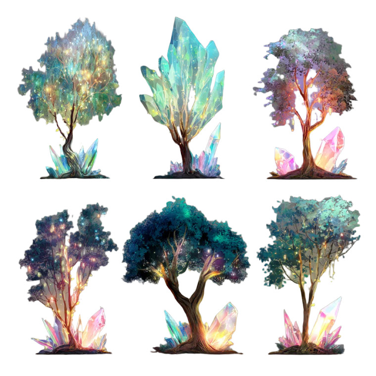 Glowing Crystal Trees Vinyl Car Decal Sticker – Waterproof & UV-Resistant 8"