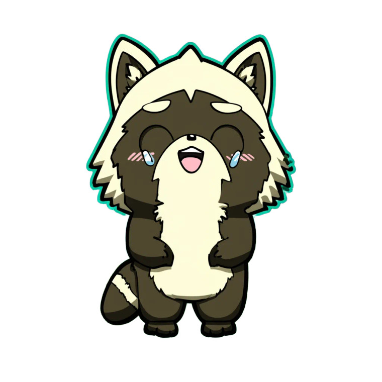 Happy Raccoon Character Vinyl Car Decal Sticker – Waterproof & UV-Resistant 8"