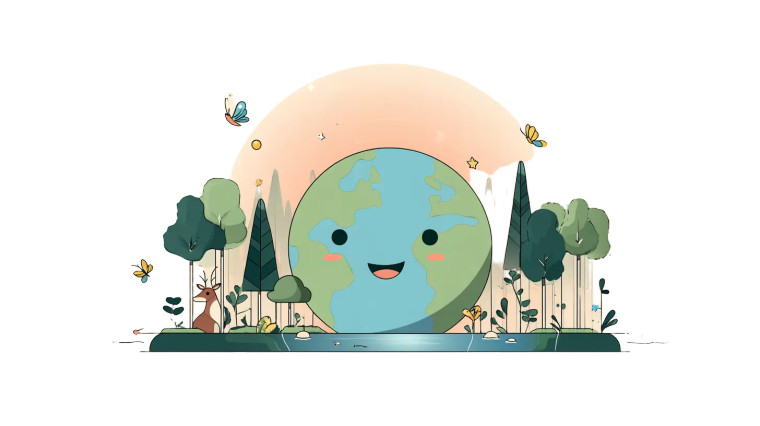 Happy Earth Character Vinyl Car Decal Sticker – Waterproof & UV-Resistant 8"