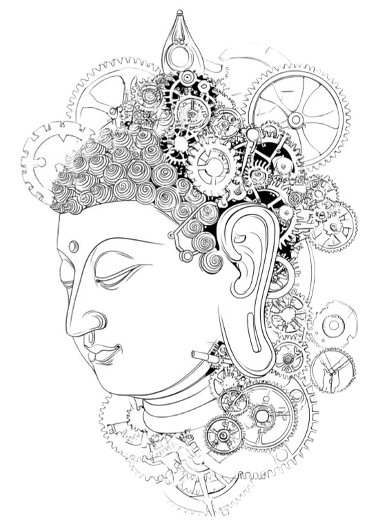 Steampunk Buddha Head Vinyl Car Decal Sticker – Waterproof & UV-Resistant 8"
