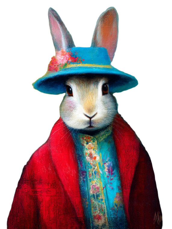 Folk Art Rabbit Vinyl Car Decal Sticker – Waterproof & UV-Resistant 8"
