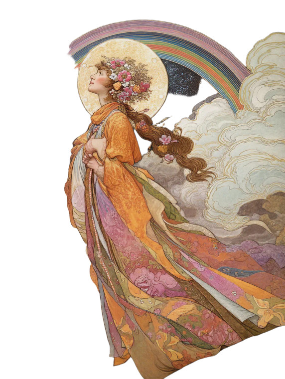 Rainbow Goddess Vinyl Car Decal Sticker – Waterproof & UV-Resistant 8"