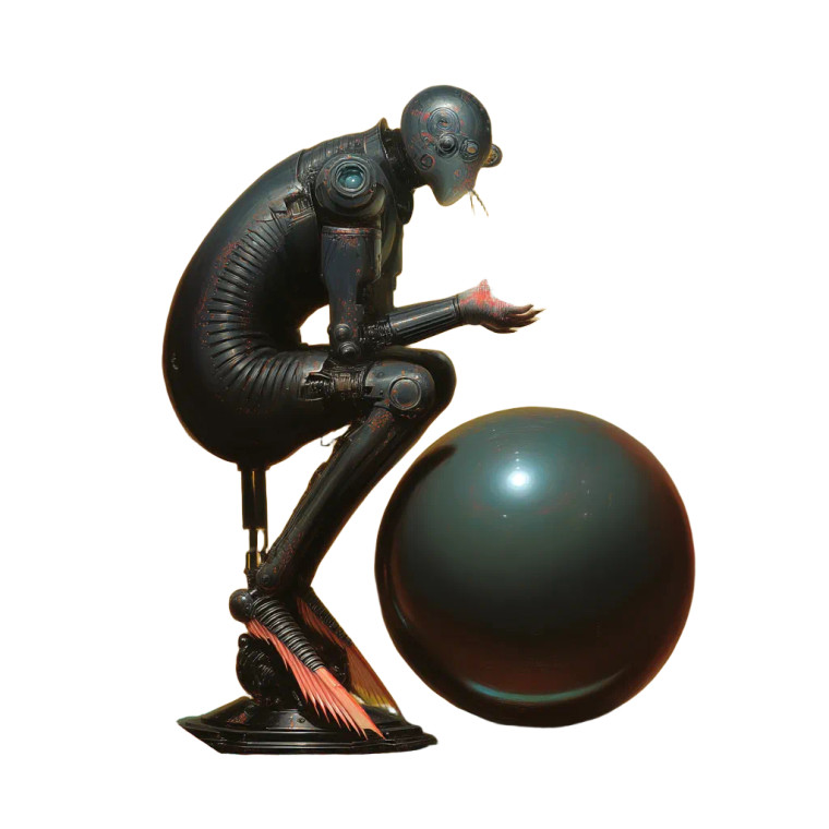 Abyssal Mechanized Humanoid Vinyl Car Decal Sticker – Waterproof & UV-Resistant 8"