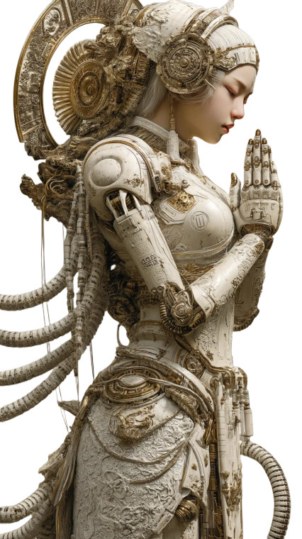 Sci-Fi Robot Guanyin Vinyl Car Decal Sticker – Waterproof & UV-Resistant 8"