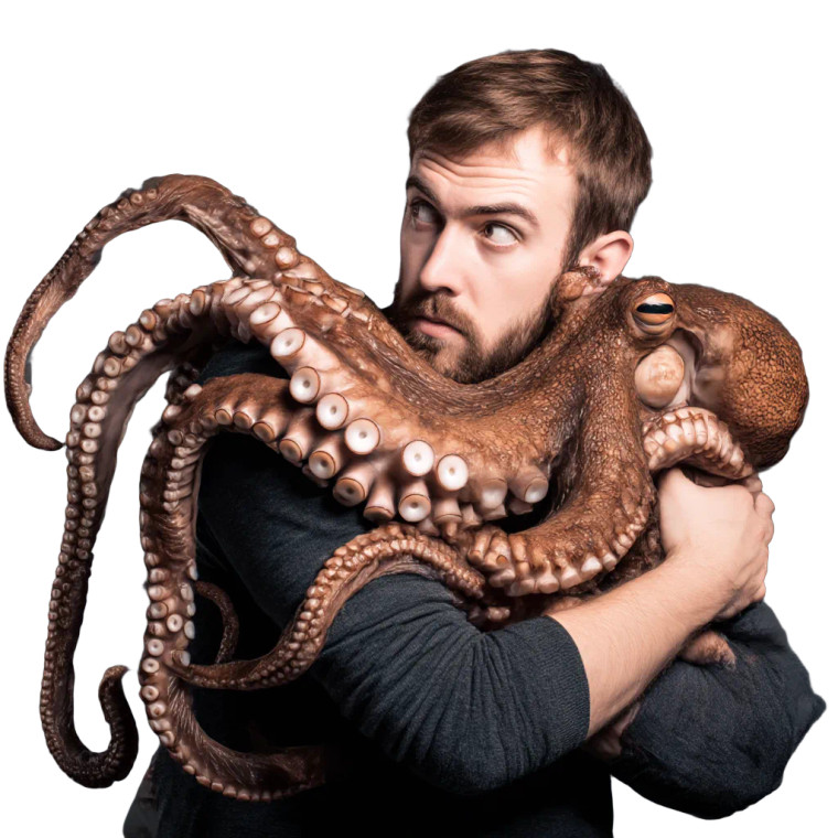 Octopus Hugs Man Vinyl Car Decal Sticker – Waterproof & UV-Resistant 8"