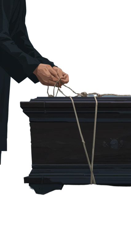 Tying The Coffin Vinyl Car Decal Sticker – Waterproof & UV-Resistant 8"