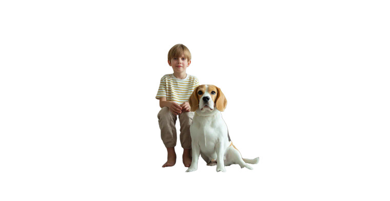 Boy With Beagle Vinyl Car Decal Sticker – Waterproof & UV-Resistant 8"