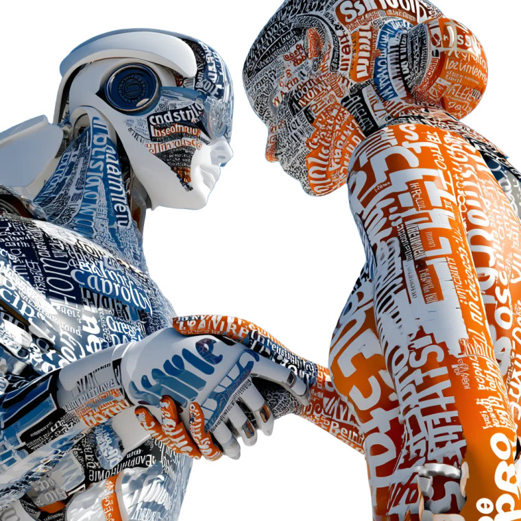Human-Robot Handshake Vinyl Car Decal Sticker – Waterproof & UV-Resistant 8"