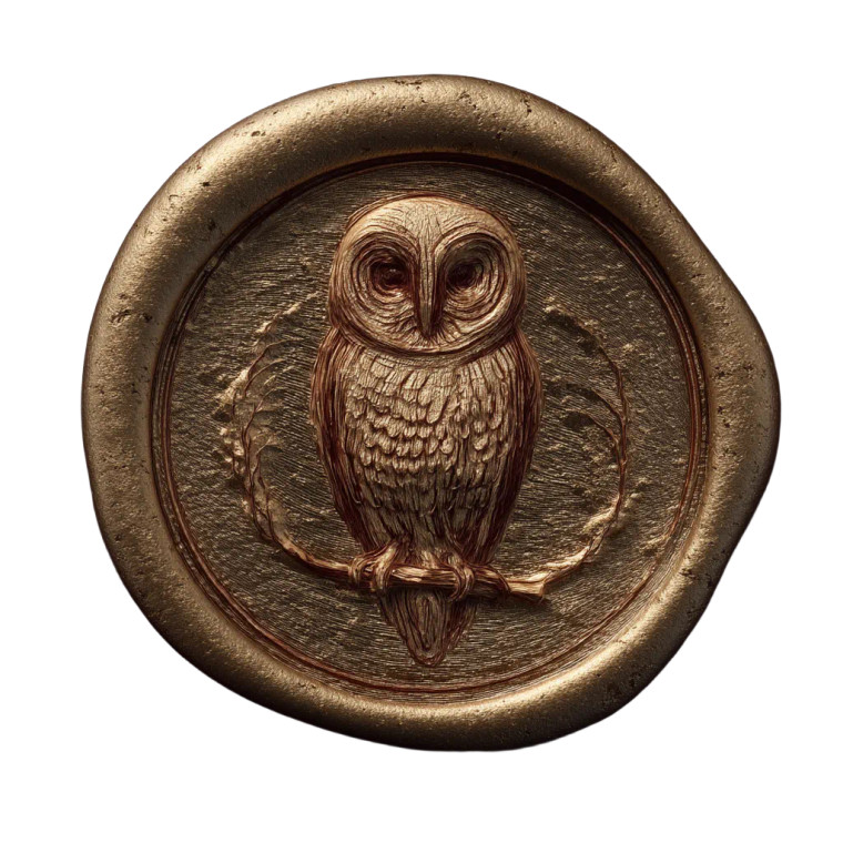 Golden Owl Seal Vinyl Car Decal Sticker – Waterproof & UV-Resistant 8"