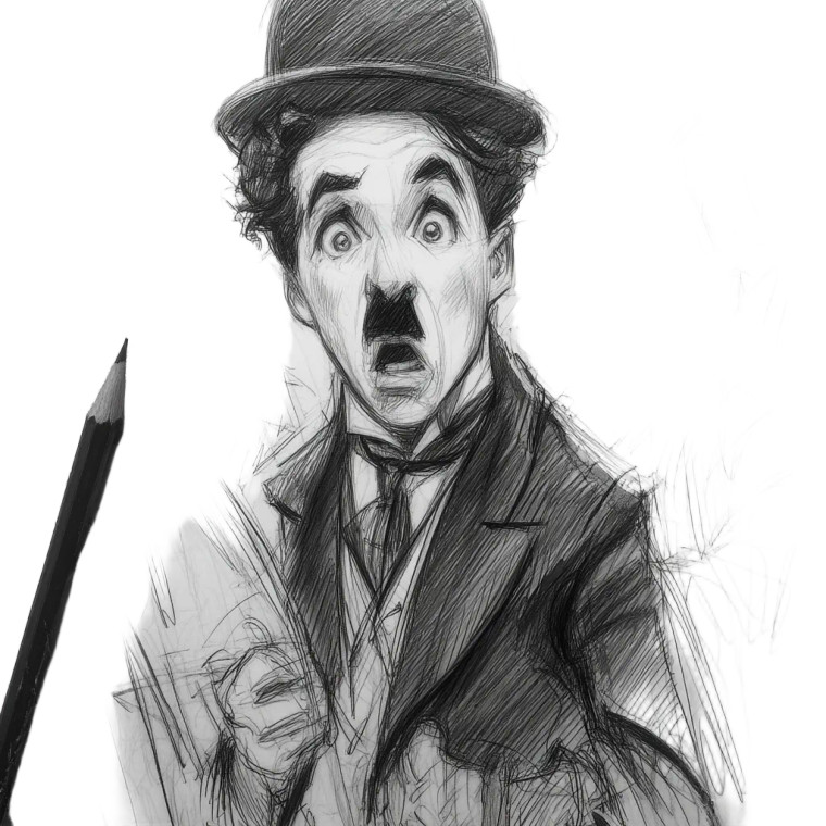 Fantasy Chaplin Sketch Vinyl Car Decal Sticker – Waterproof & UV-Resistant 8"
