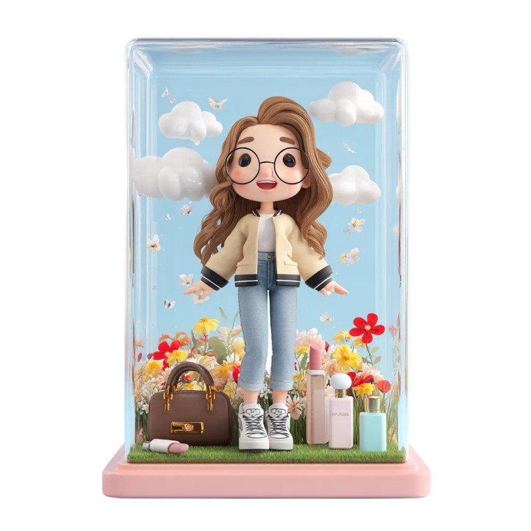 Cute Girl Figurine Vinyl Car Decal Sticker – Waterproof & UV-Resistant 8"